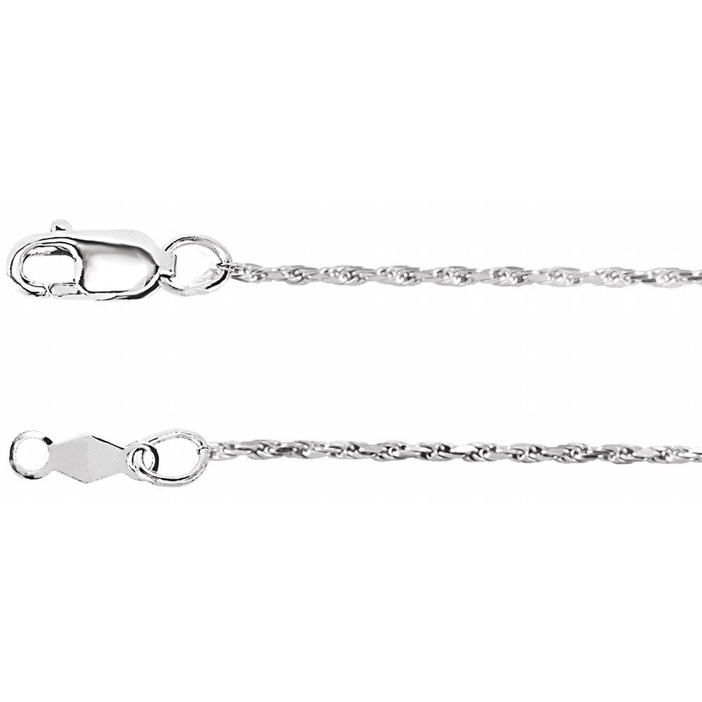 Diamond-Cut Rope Chain Necklace 1mm