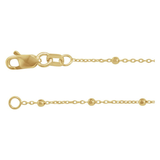 Faceted Beads Cable Chain Necklace .85mm